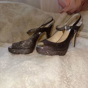 Used INC International Concepts Glitter Peep-Toe Heels
